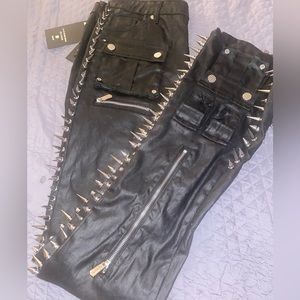 Men’s Guapi Obdidian black waxed spiked denim 36